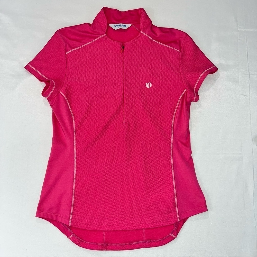 PEARL IZUMI Womens Select Cycling‎ Jersey M Half Zip Rear Pockets Pink White S/S